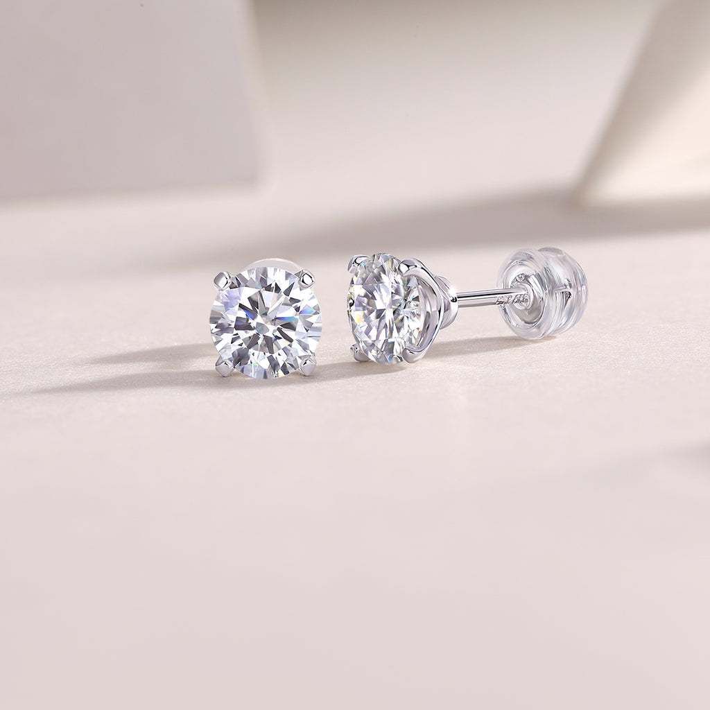 Flowing Charm - Earrings Set With 1-carat Top-quality Moissanite S925 In Silver And Platinum-plated Stud Earrings, A Fashionable And Trendy Accessory That Can Be Tested With A Diamond Pen.
