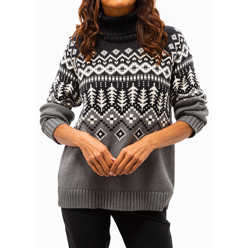Women's Jacquard Turtleneck  Sweater