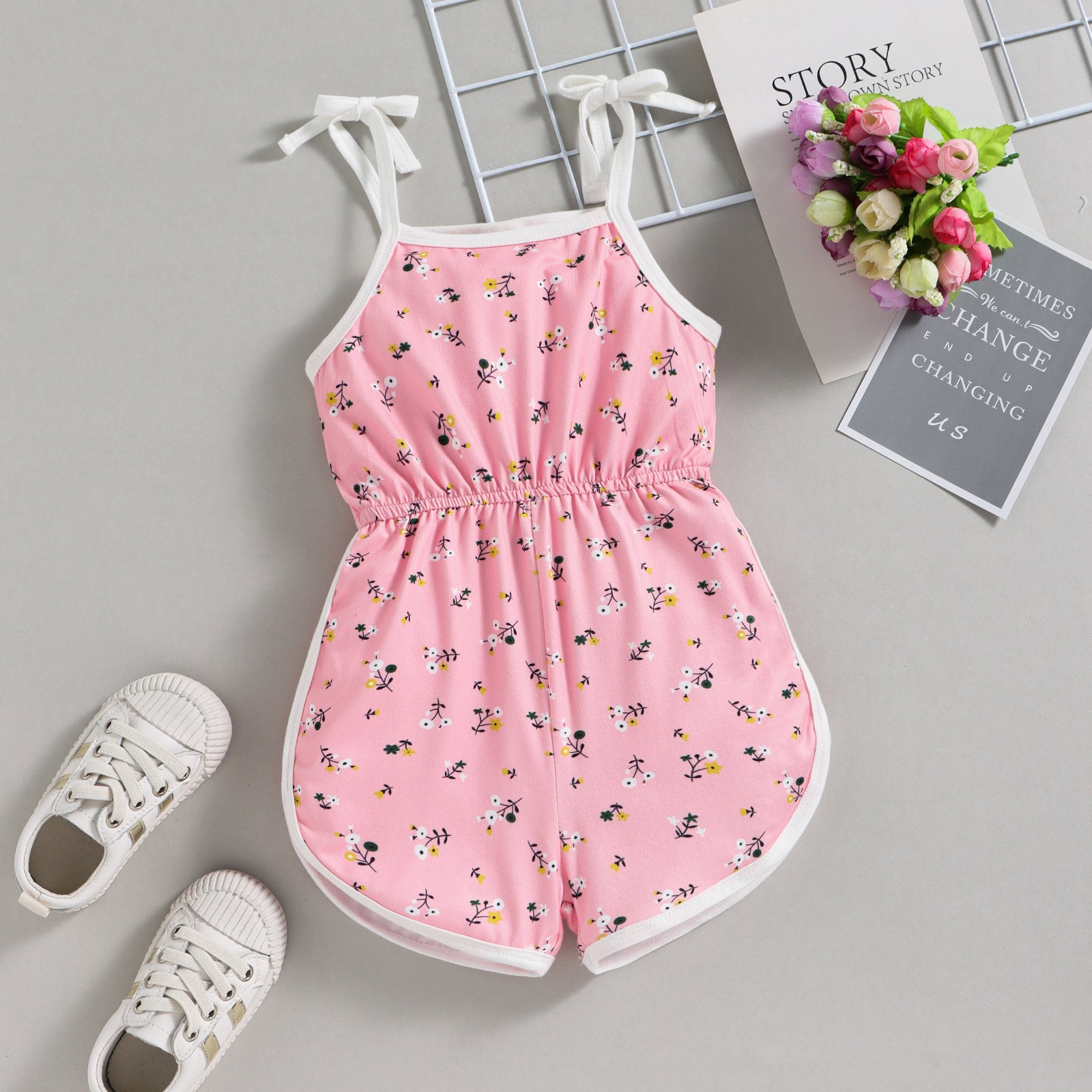 Children's Fashion Printing Strap Jumpsuit