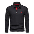 Men's Fashion Casual Polo Collar Deer Embroidered Long Sleeve
