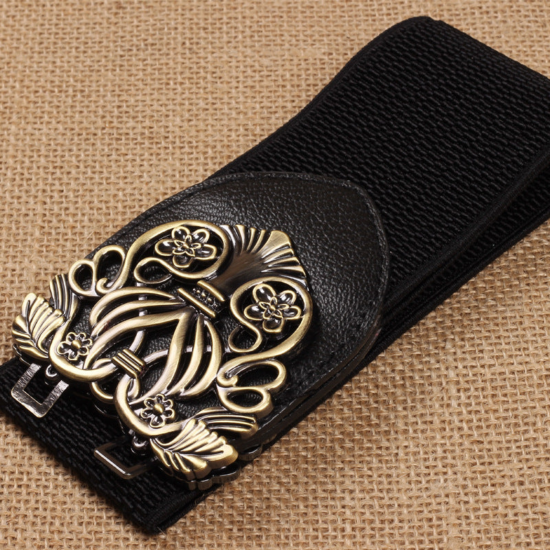 Court Vintage Engraving  All-match Stretch Wide Belt