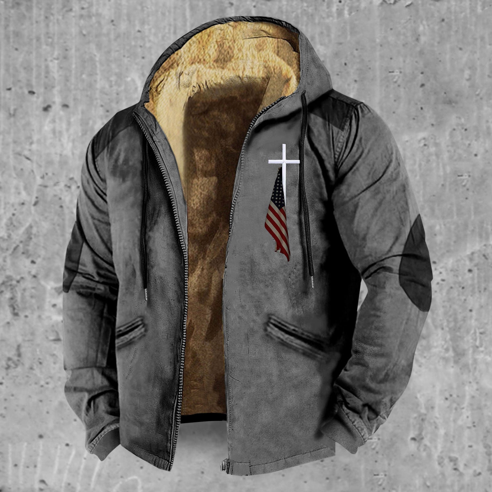 3D Hooded Zipped Cotton-padded Jacket