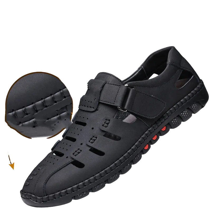 Mens Fashion Casual Leather Hollow Out Breathable Casual Shoes