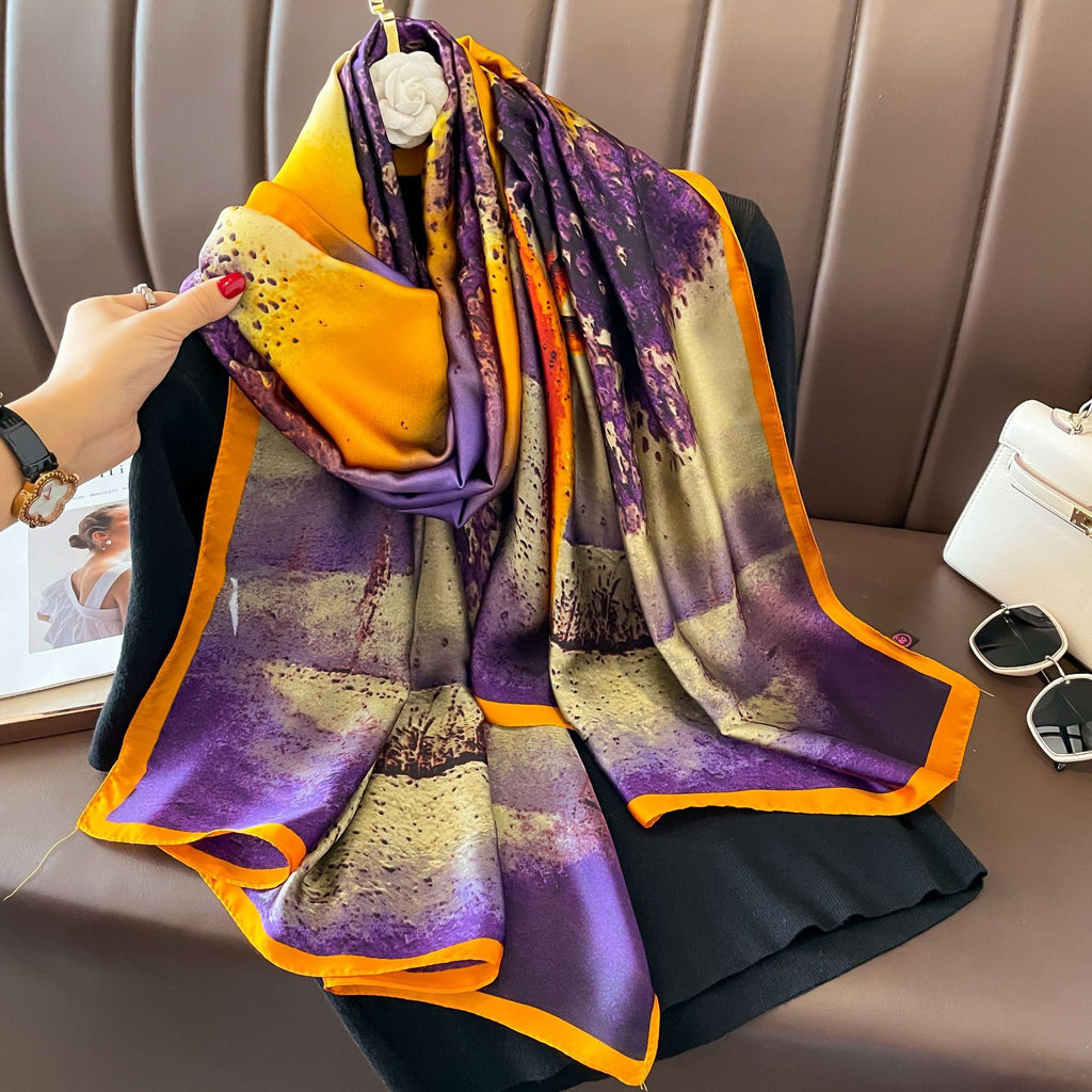 Silk Scarf Bright Butterfly  Long Shawl