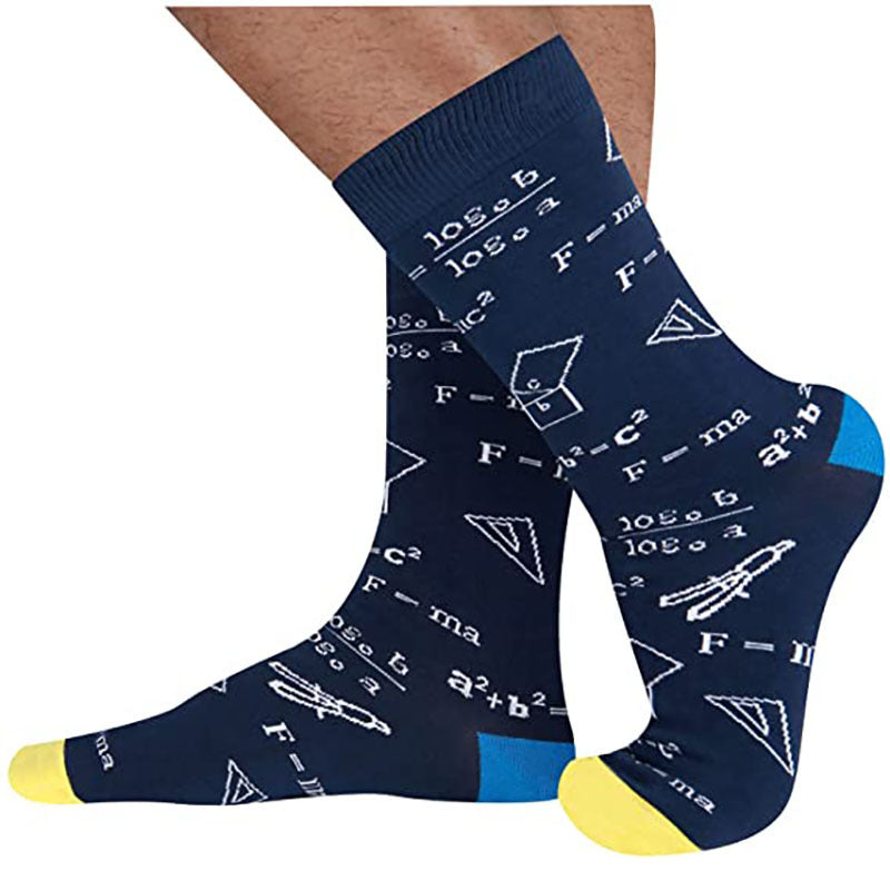 Colorful Math Printed Men's Socks