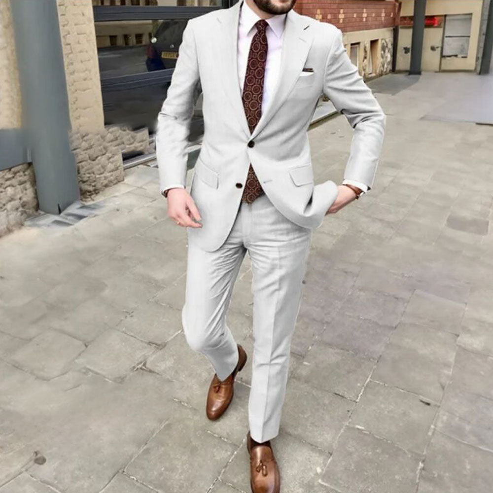 Men's Slim Fit Business Dress Two Button Set