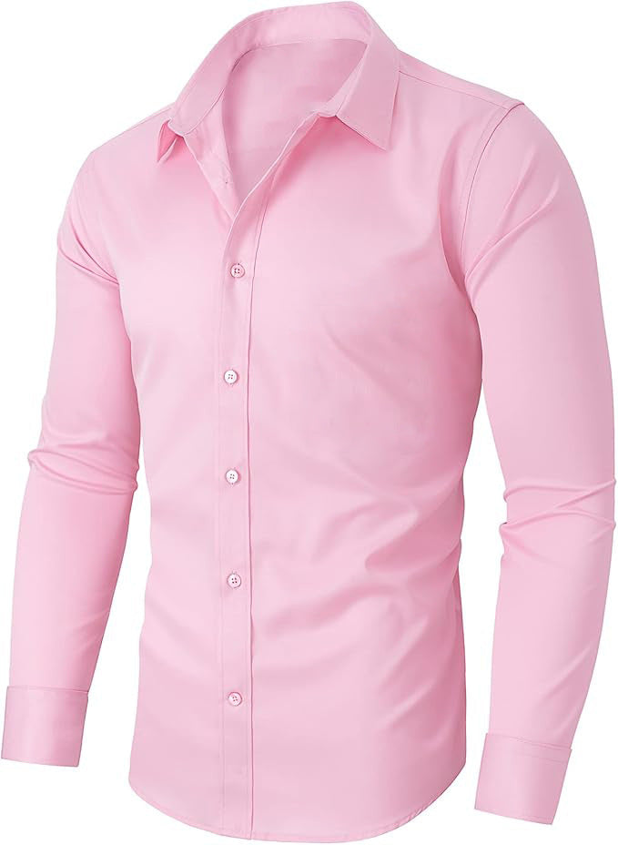 Mens Slim-Fit Solid-Color Work Shirt