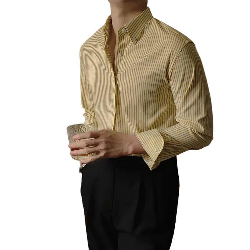 Slim Fitting Coffee Striped Shirt
