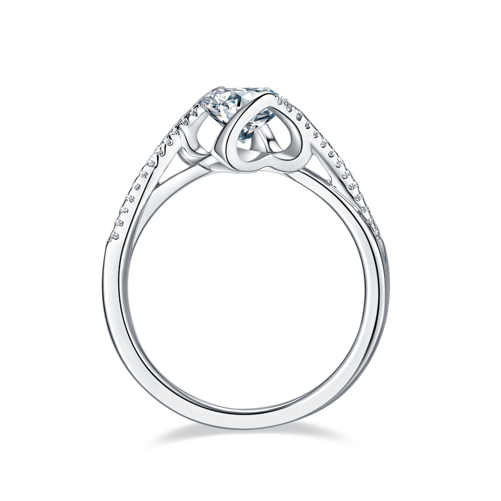 Dazzling Promise - A Wedding Ring Set With 1-carat Top-quality Moissanite S925 Silver And Platinum-plated Diamond. The Ring Can Be Inspected With A Diamond Pen