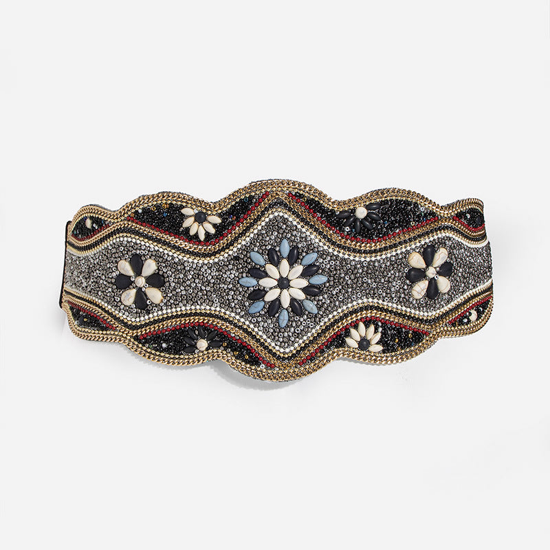 Ethnic Beads Hemp Rope Shell Popular Wide Waist Seal