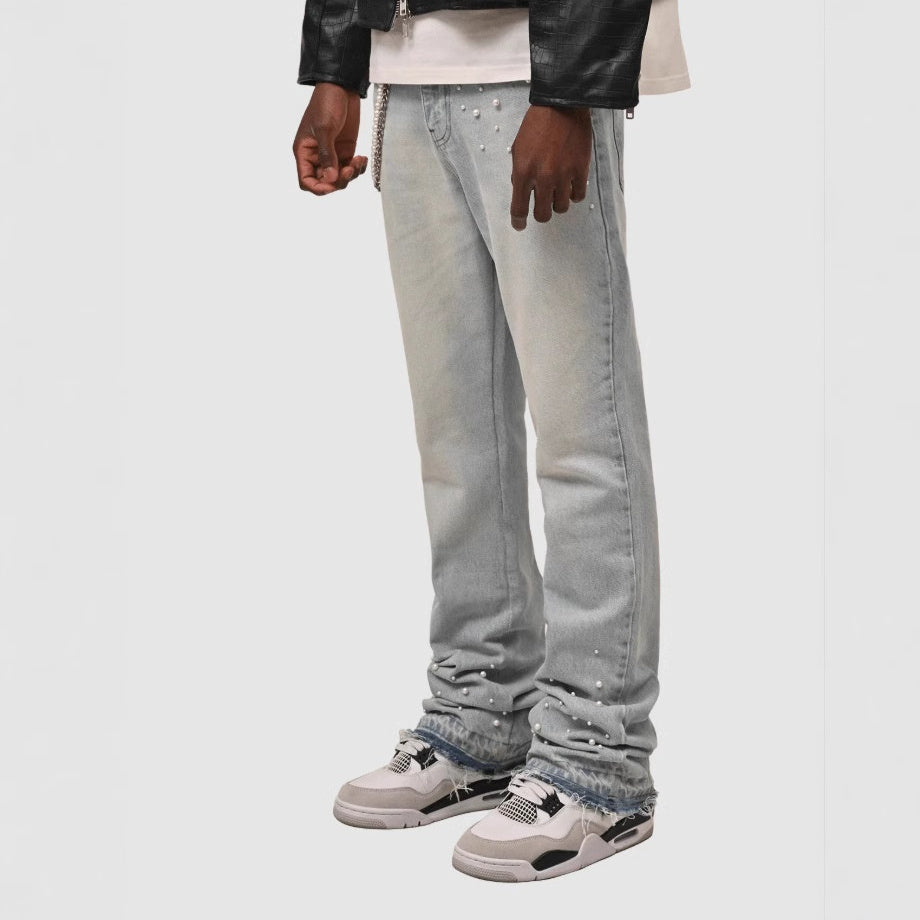 Denim Straight-leg Pants