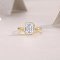 Pagoda Octagonal Moissanite Ring – S925 Silver Gold Plated
