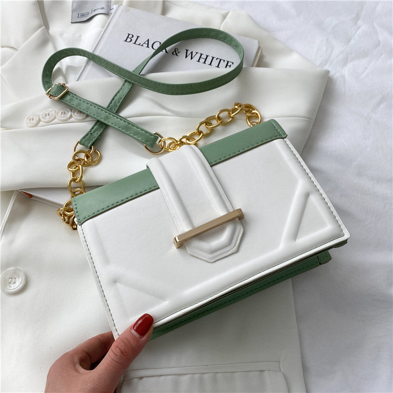 Ladies Popular One-shoulder Hit Color Small Square Bag