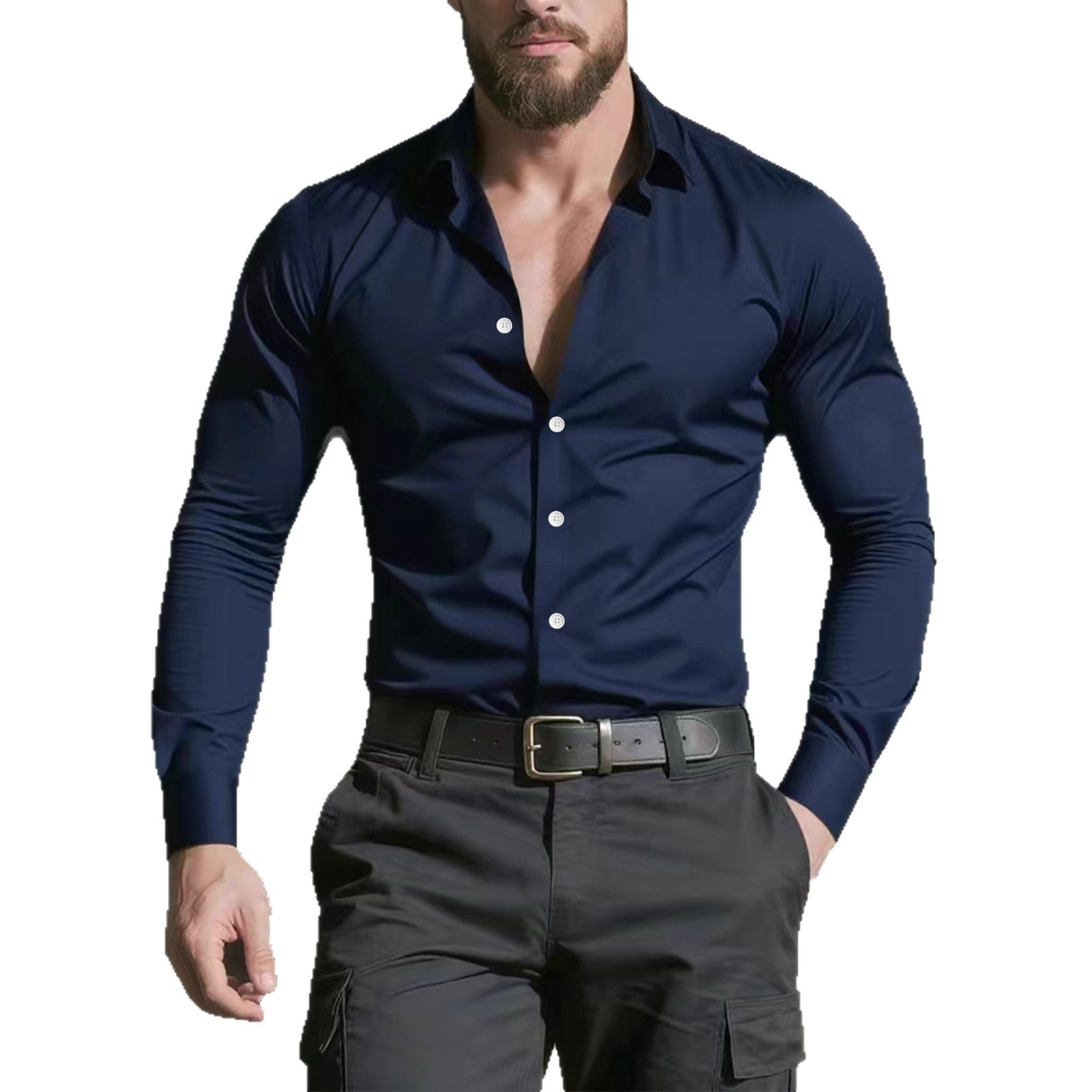 Casual Mens Long-sleeve Dress Shirt