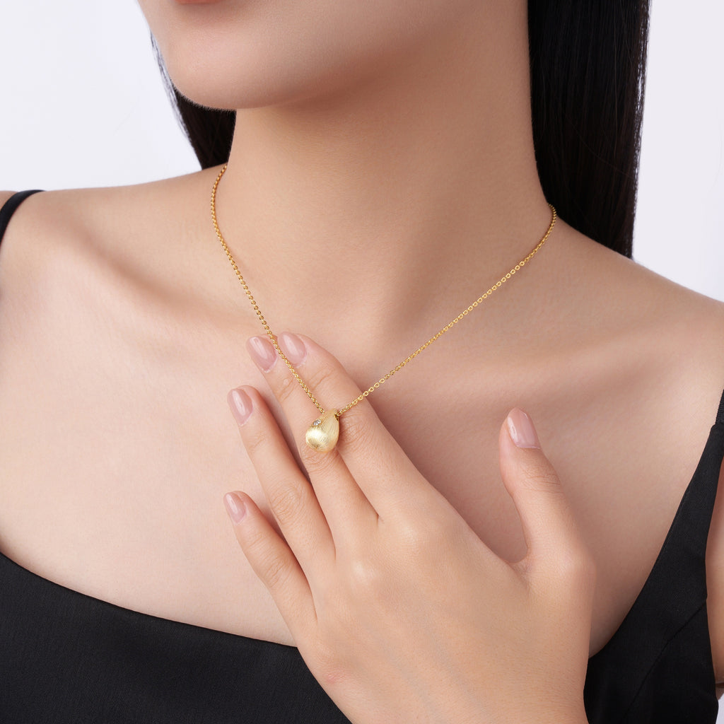 Dreamy Water Drop Moissanite Necklace – S925 Silver Gold Plated | Diamond Sadaf