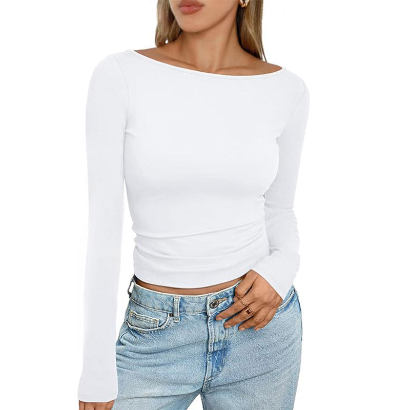Slim Long-sleeved T-shirt Round Neck Top