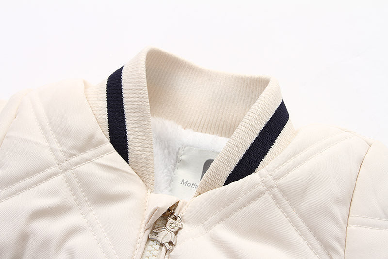 Letter Embroidery Children's Baseball Uniform Fleece Thickening