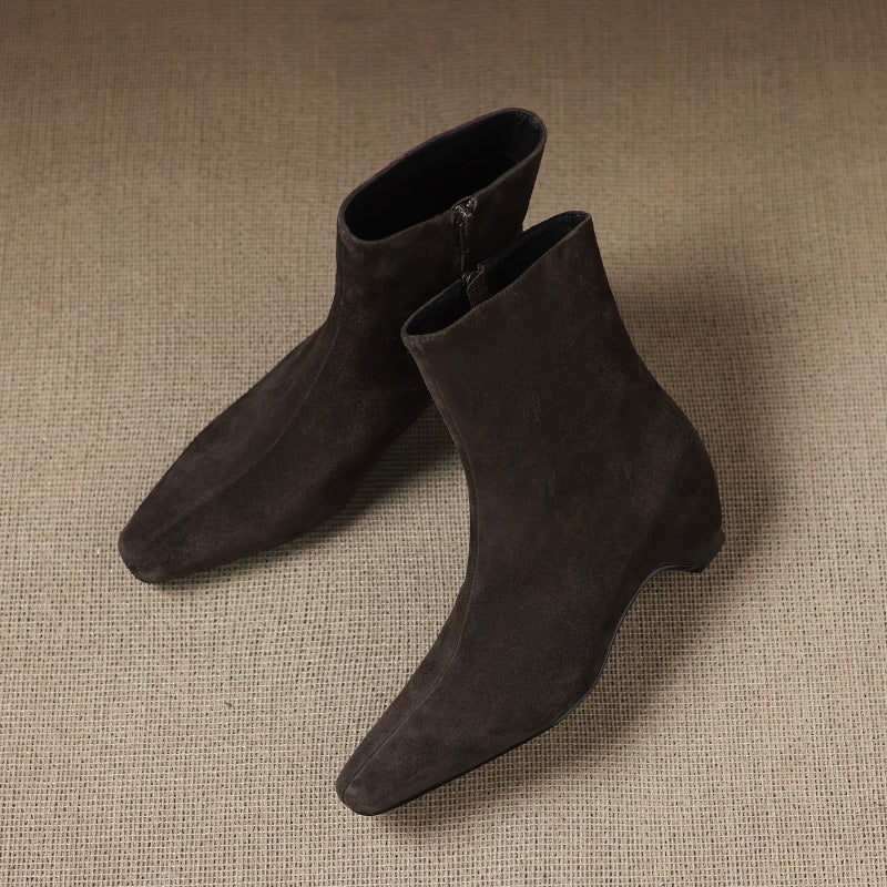 Ankle Boots With Built-in Height Lift Side Zipper