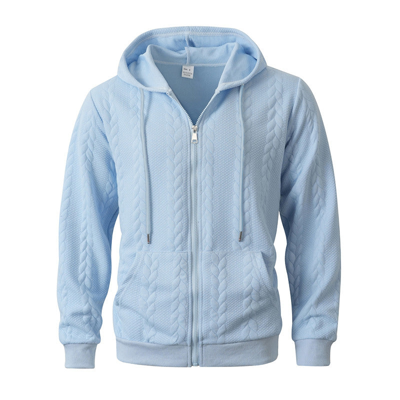 Men's Sporty Solid-Color Patterned Casual Hoodie Coat