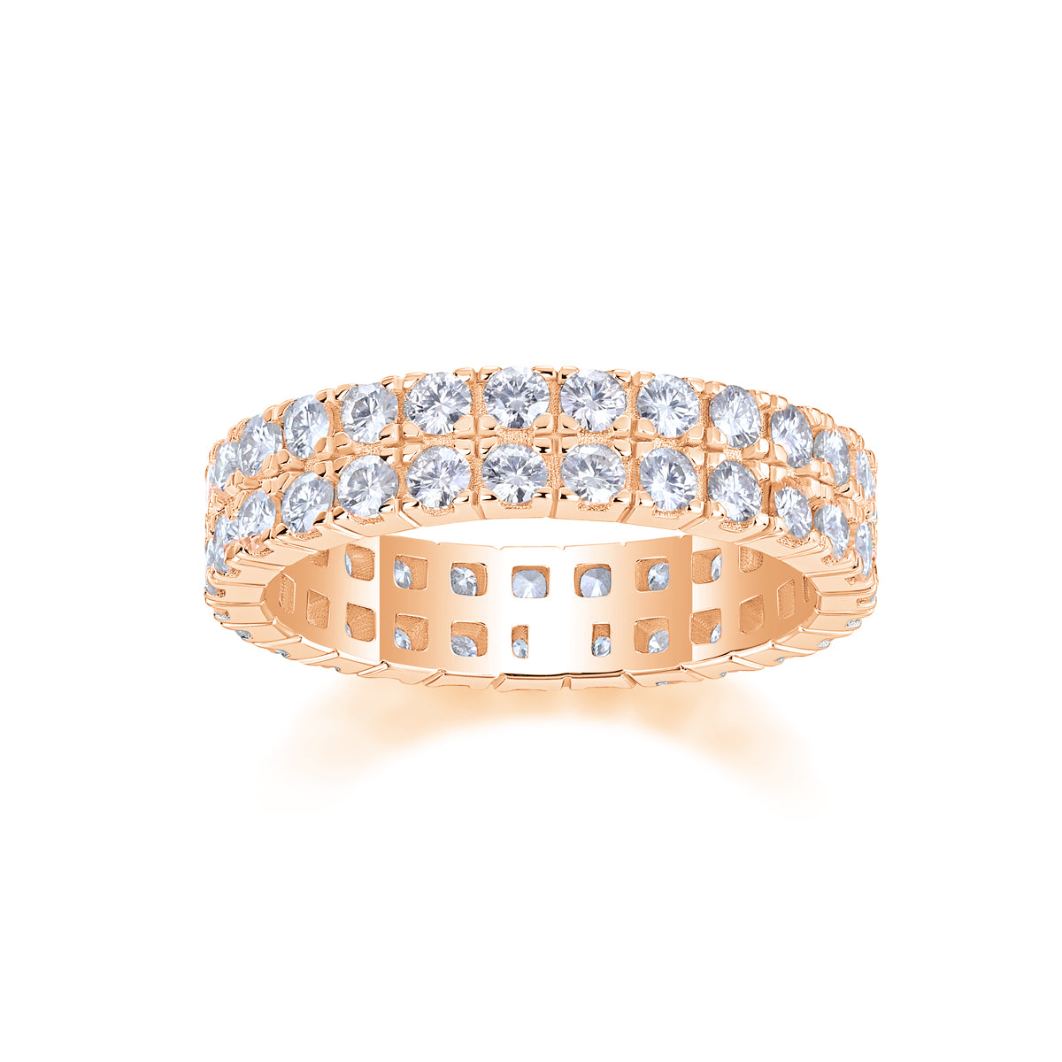 Crystal Love - A Wedding Ring Set With Top-quality Moissanite S925 Silver And Platinum-plated Diamond. The Ring Can Be Inspected With A Diamond Pen