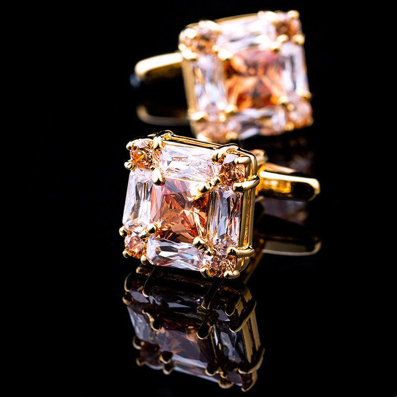 Tall Inlaid Champagne Gold Zircon Crystal Plated Cuff Nails