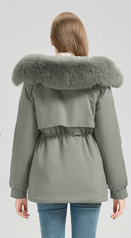 Waist Trimming  Big Fur Collar Coat