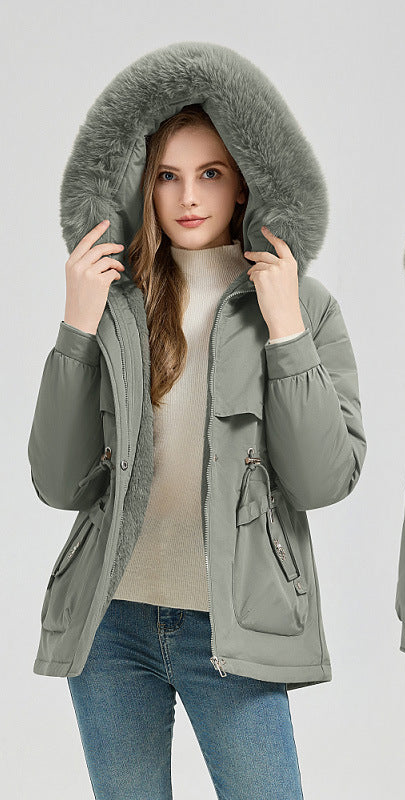 Waist Trimming  Big Fur Collar Coat