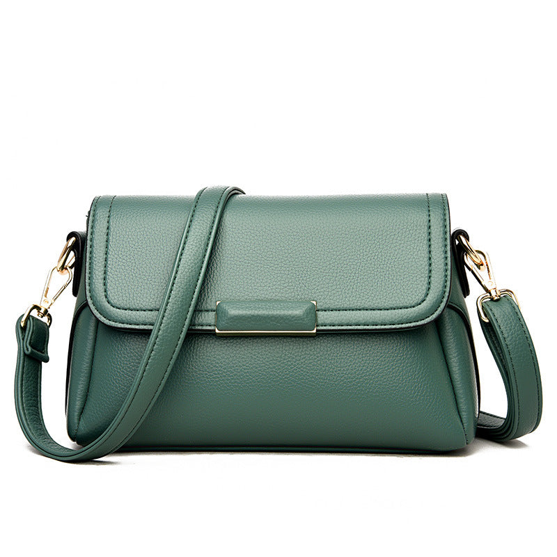 Textured Soft Leather One Shoulder Temperament Simple Ladies Shoulder Bag