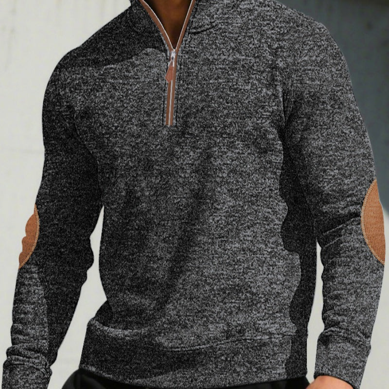 Men's Casual Jacquard Cardigan Sweater With Jointed Panels