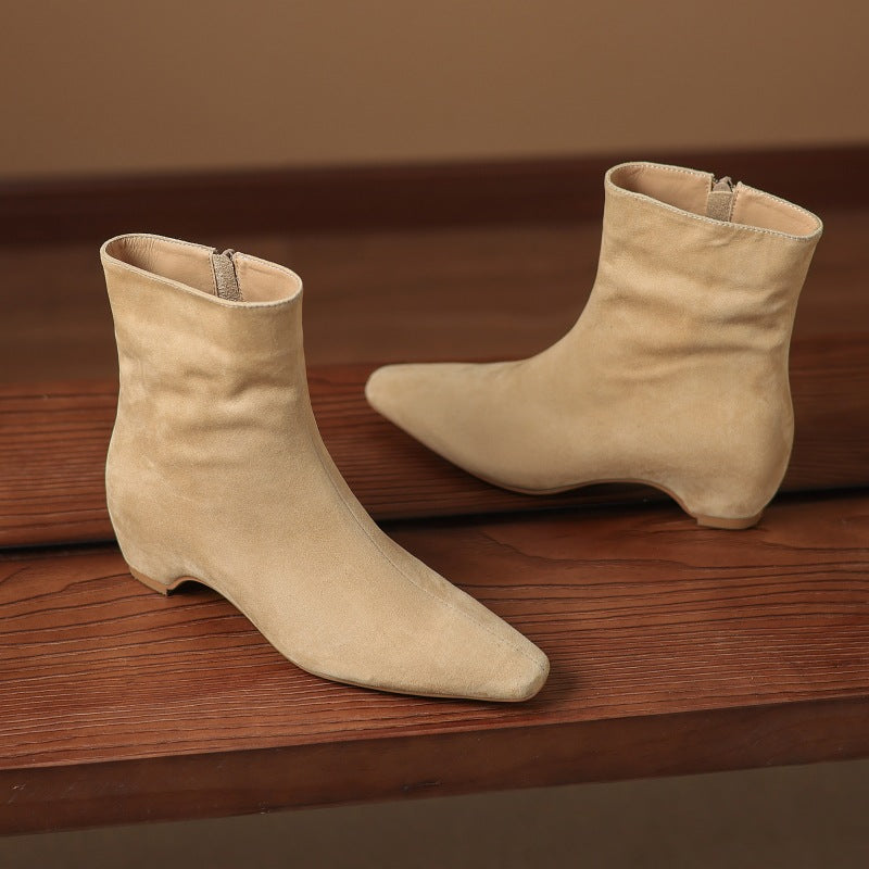 Ankle Boots With Built-in Height Lift Side Zipper