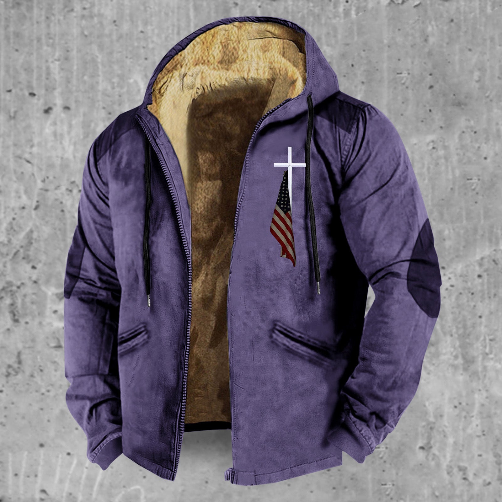 3D Hooded Zipped Cotton-padded Jacket