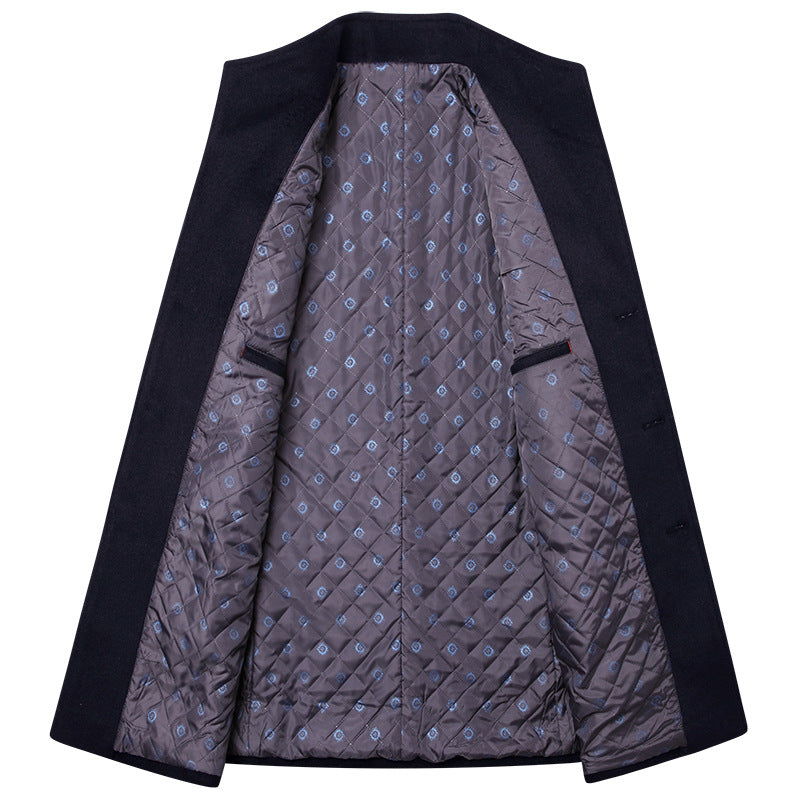 Middle-aged Men's Coat Stand-up Collar Woolen Coat