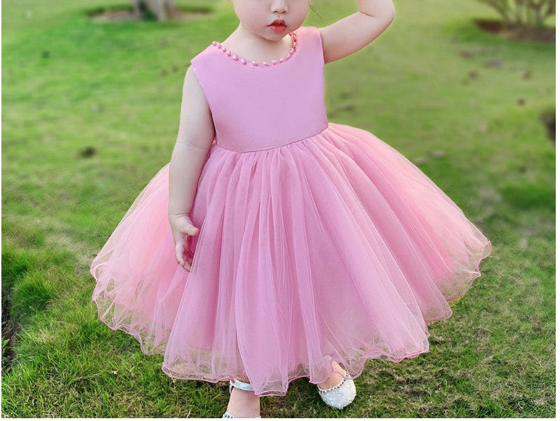 Girls Bow Sleeveless With Headdress Dress
