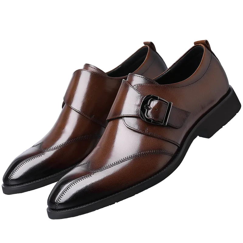 Casual Men's Buckle Color-changing Embroidered Leather Shoes