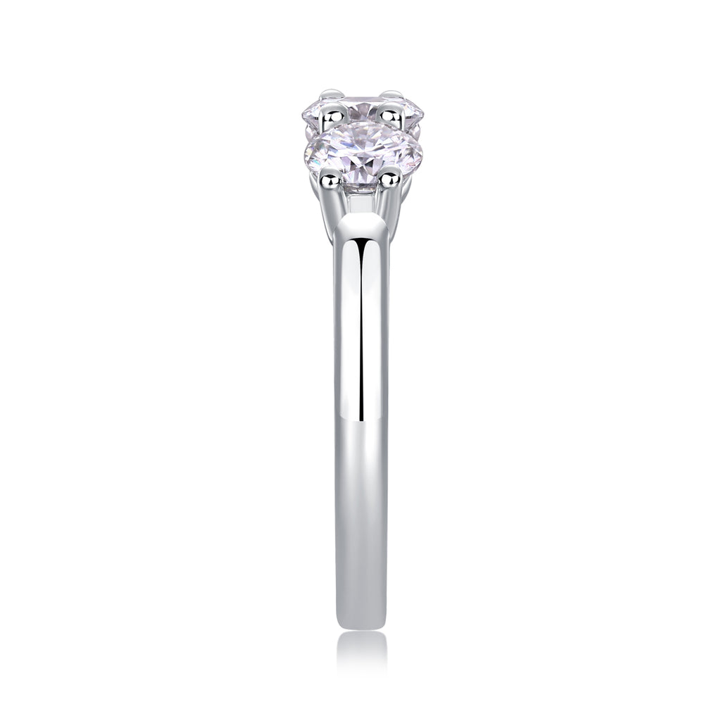 A Love Reborn Three Times - A Wedding Ring Set With 0.5-carat Top-quality Moissanite S925 Silver And Platinum-plated Diamond. The Ring Can Be Tested With A Diamond Pen In Gold And Rose Gold