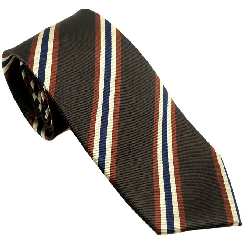 Retro Coffee Color Orange Red Striped Tie Hand Hit 8CM