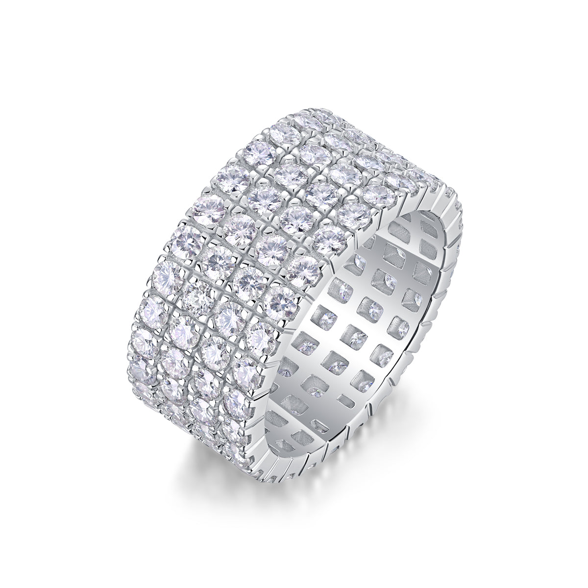 Sparkling And Brilliant - A Wedding Ring Set With Top-quality Moissanite S925 Silver And Platinum-plated Diamond. The Ring Can Be Inspected With A Diamond Pen