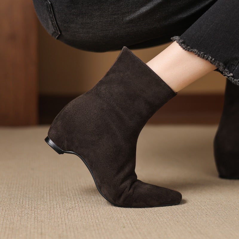 Ankle Boots With Built-in Height Lift Side Zipper