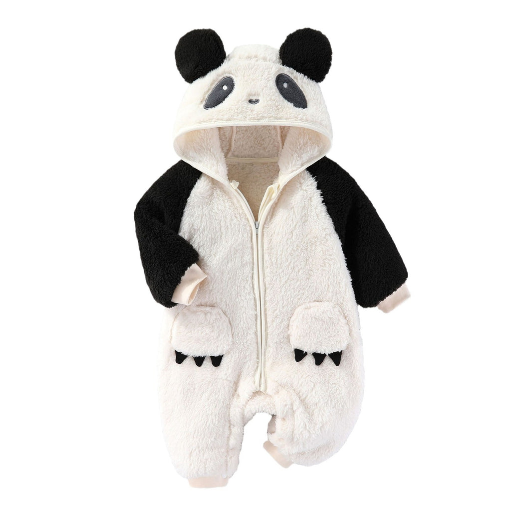 Autumn And Winter Clothes For Babies Baby Thick Warm Long Sleeves Romper Fleece-lined