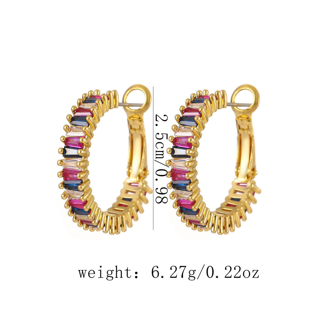 Fashion Copper-plated Gold Color Zircon Earrings