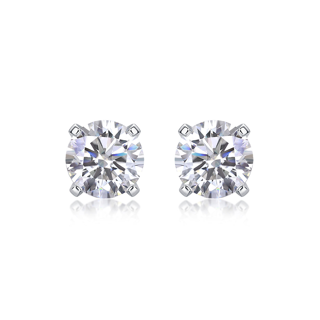 Flowing Charm - Earrings Set With 1-carat Top-quality Moissanite S925 In Silver And Platinum-plated Stud Earrings, A Fashionable And Trendy Accessory That Can Be Tested With A Diamond Pen.