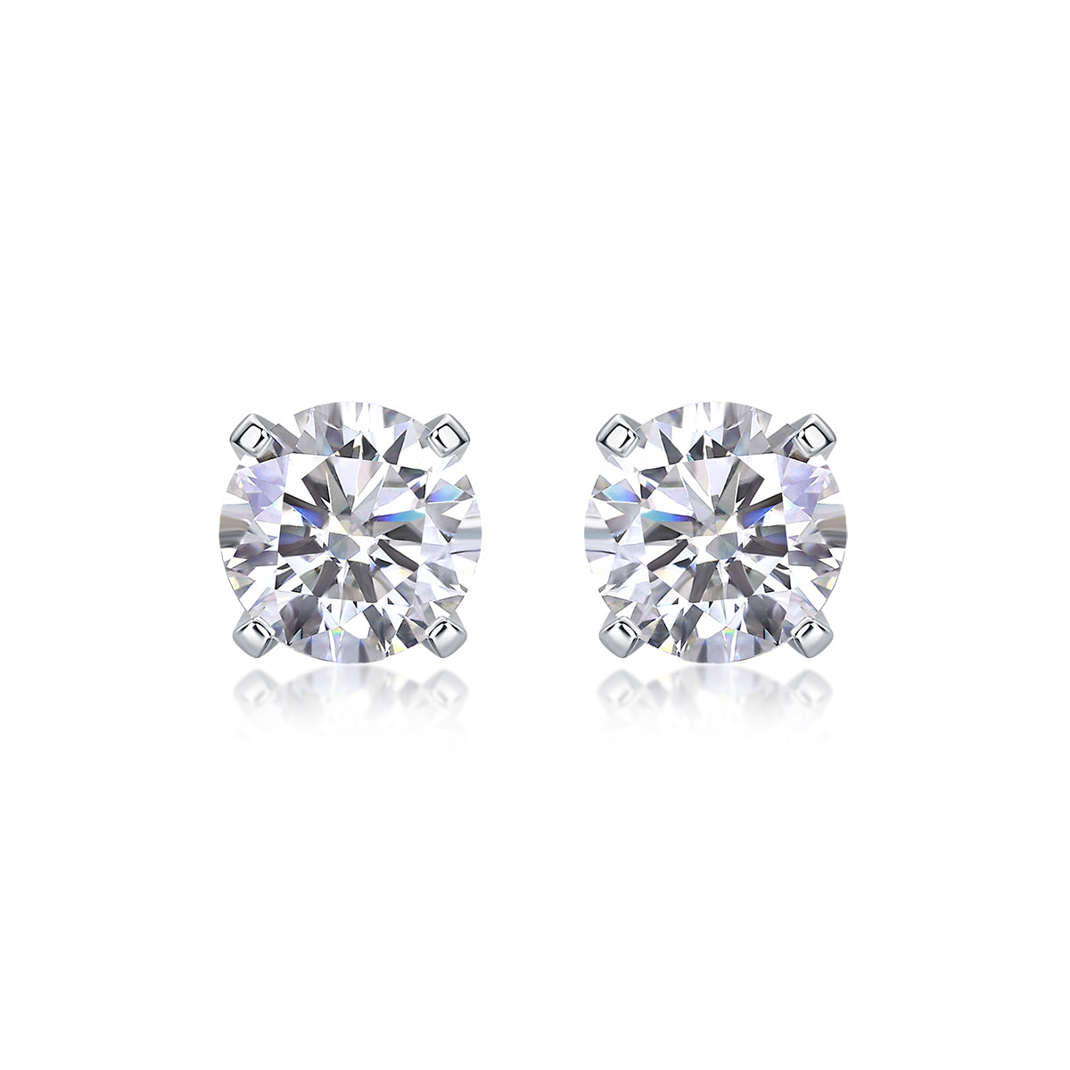 Flowing Charm - Earrings Set With 1-carat Top-quality Moissanite S925 In Silver And Platinum-plated Stud Earrings, A Fashionable And Trendy Accessory That Can Be Tested With A Diamond Pen.