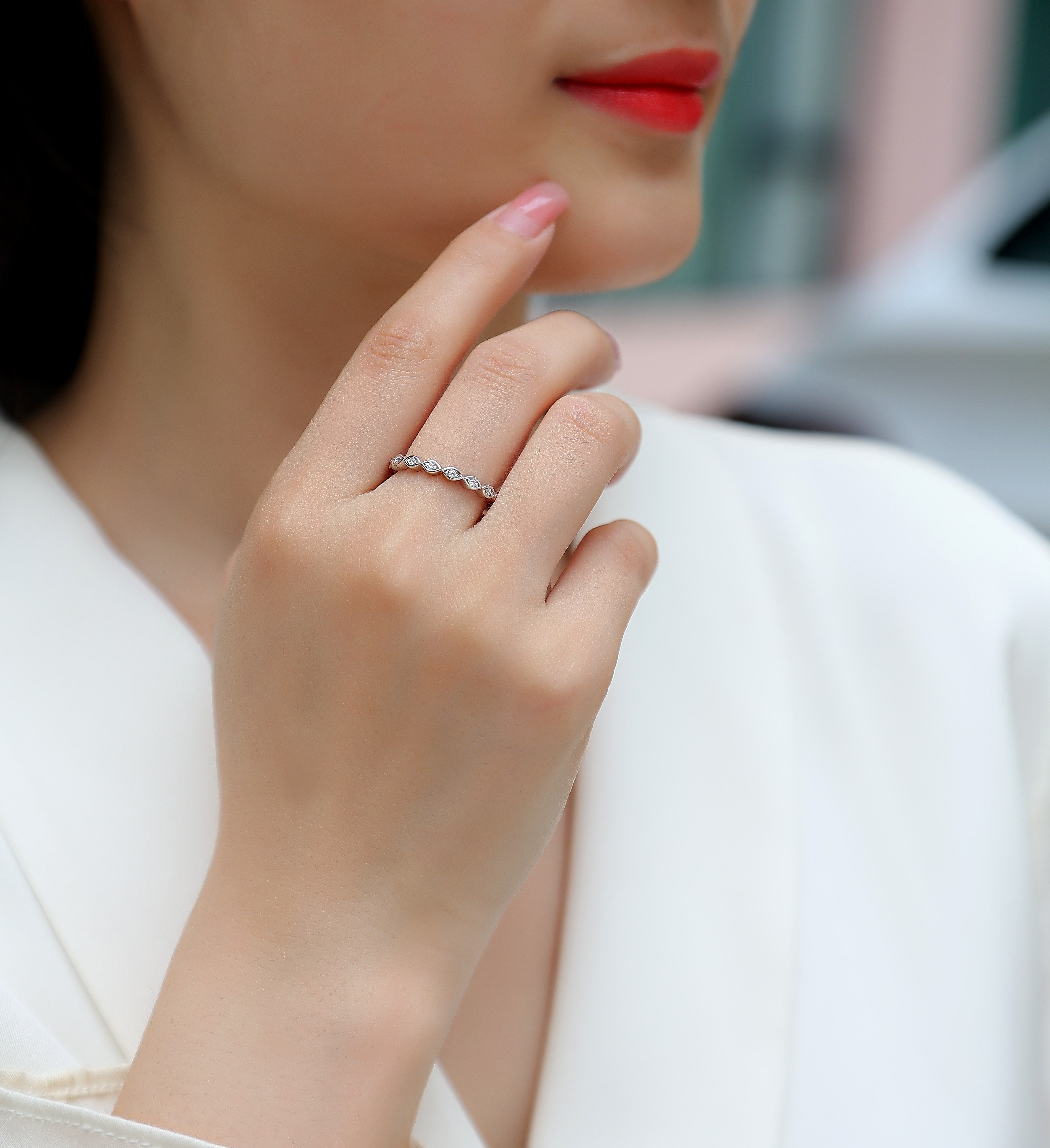 Eternal - Set With Top-quality Moissanite S925 Silver And Platinum-plated Diamond Wedding Ring. The Ring Can Be Inspected With A Diamond Pen