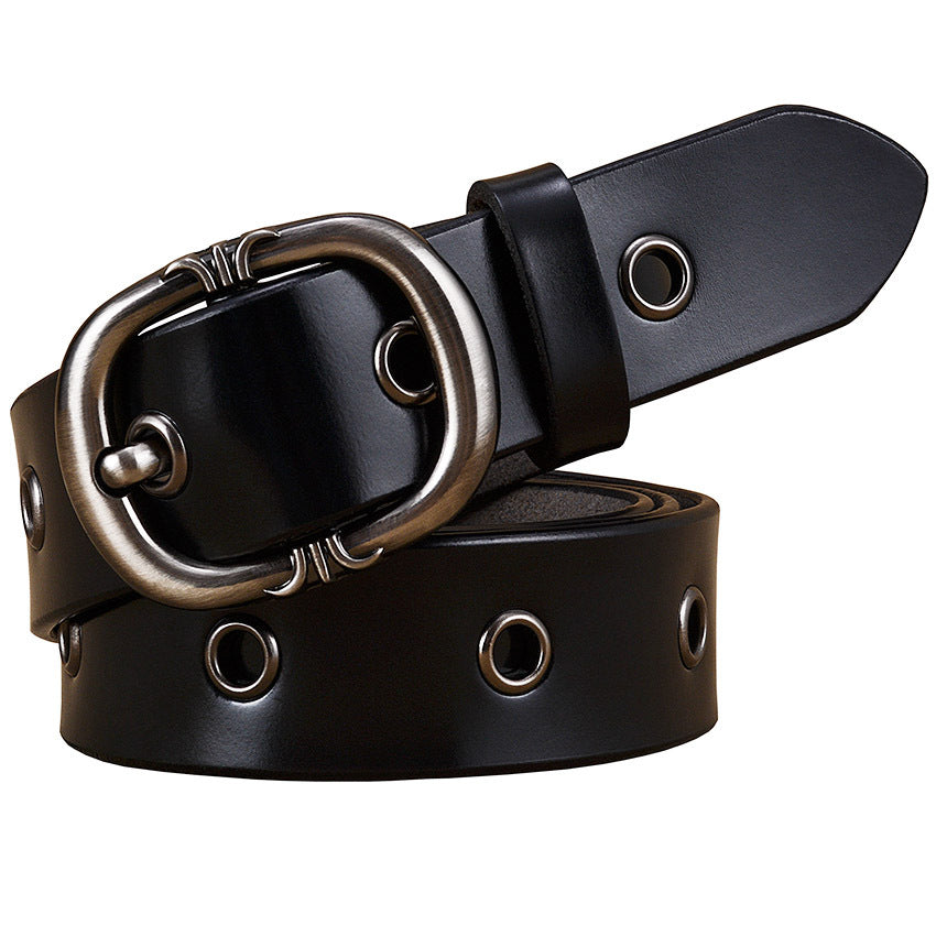 Leather Belt Fashion Two-layer Cowhide Alloy Pin Buckle Belt