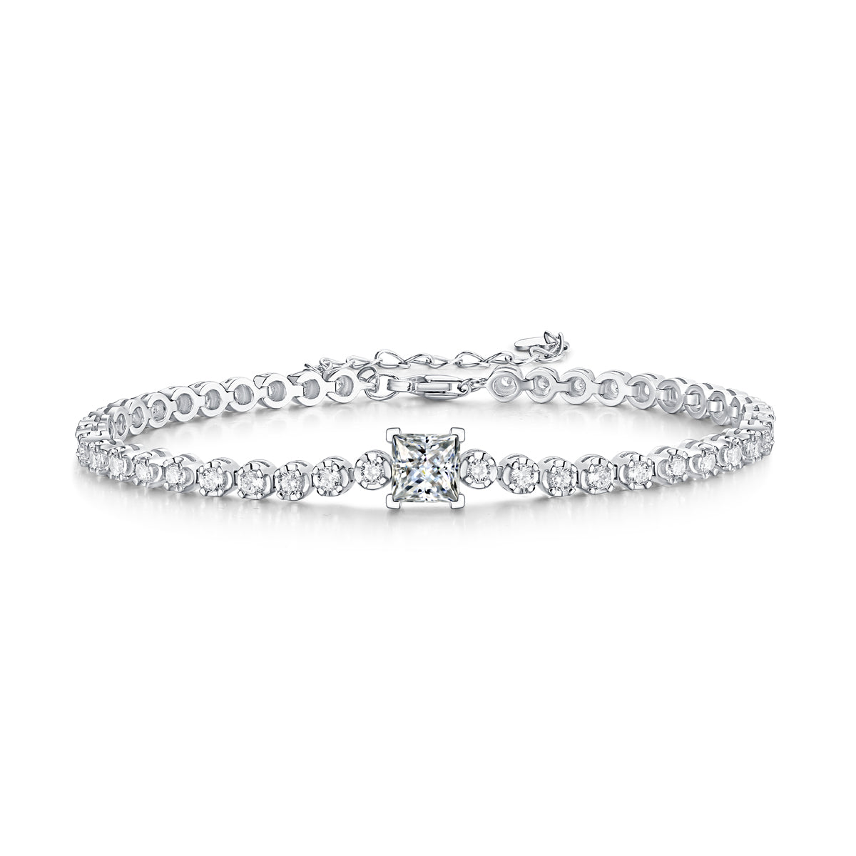 Rubik's Cube - A Fashionable And Light Luxury Jewelry Silver Bracelet And Bracelet Set With Top-quality Moissanite, S925 Silver Electroplated Platinum