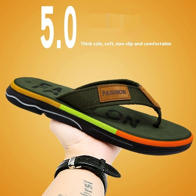 Flip Flops Summer Outdoor Non-slip Soft Bottom Sandals Woven Belt Clip
