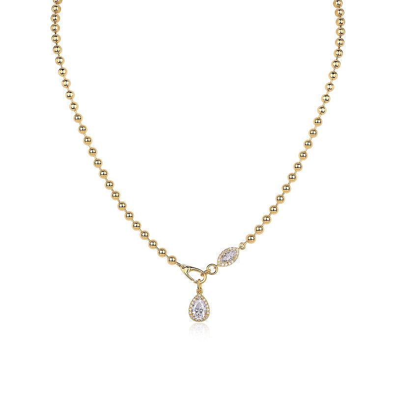 Pear-Shaped Moissanite Pendant Necklace – S925 Silver Gold Plated