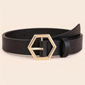Hexangular Star Irregular Gold Buckle PU Belt