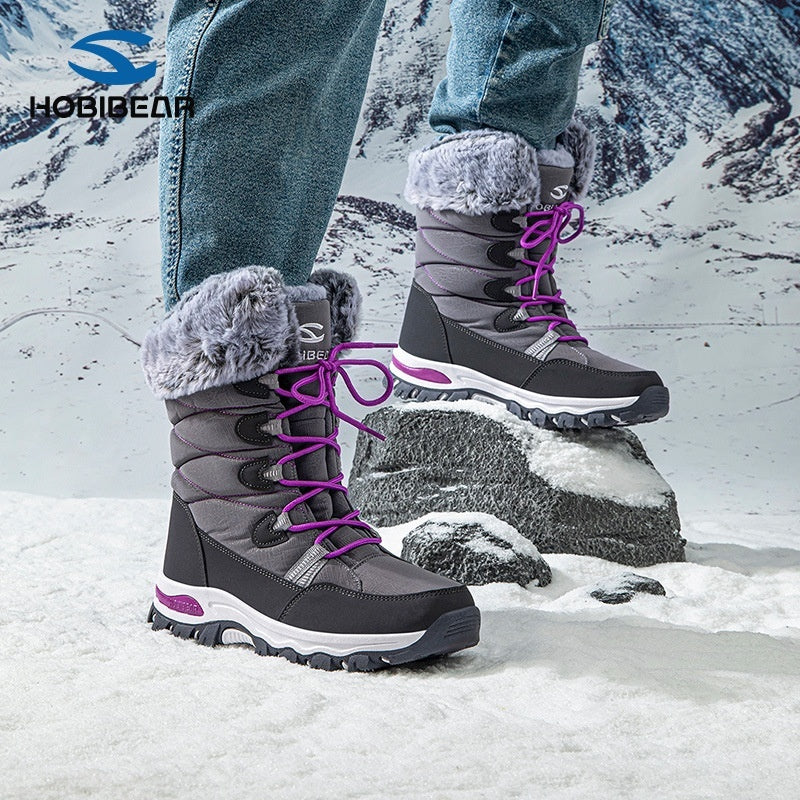 Warm Wide-toe  Mid-height Soft-soled Faux-fur Snow Boots