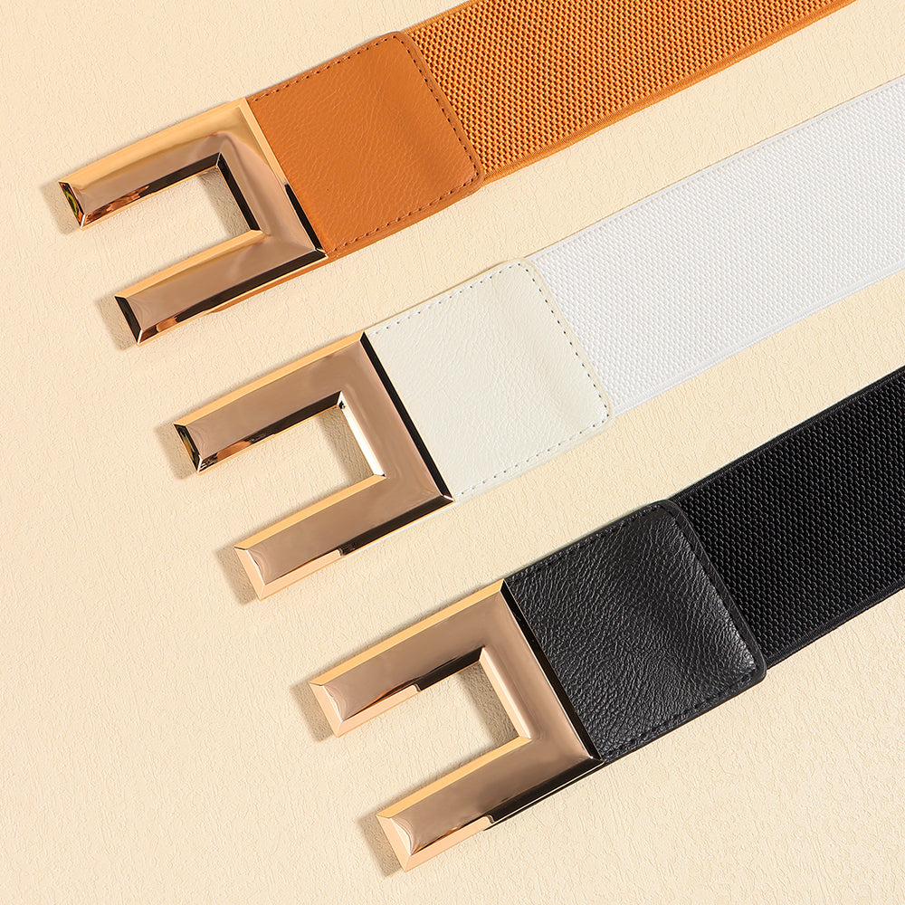 Elastic  Metal Square Buckle Belt